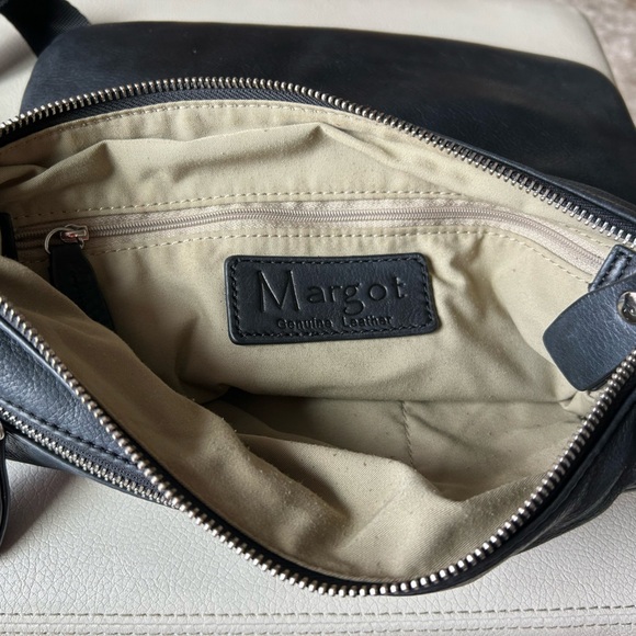 Margot Black Soft Leather 3 Zippered Pocket Crossbody Bag - Picture 6 of 6